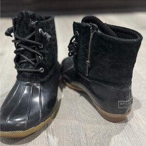 Sperry Duck Boots - black/leopard women size 7